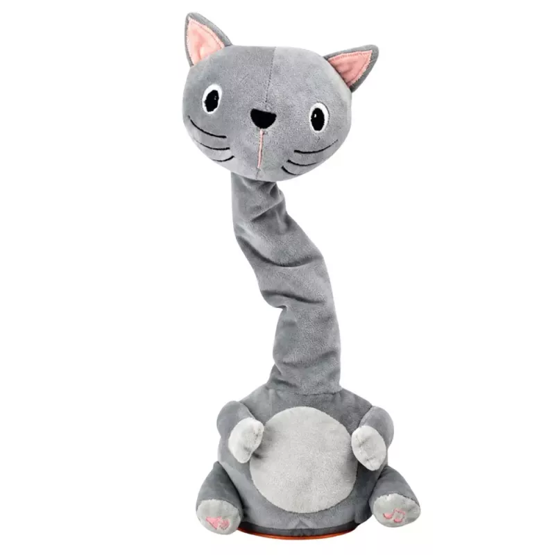 LEAN TOYS Pluszowy Tańczący Kot Interaktywna Zabawka Dźwięki Muzyczne Mascot Szary