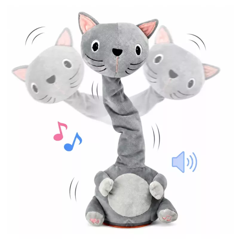 LEAN TOYS Pluszowy Tańczący Kot Interaktywna Zabawka Dźwięki Muzyczne Mascot Szary
