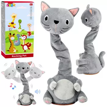 LEAN TOYS Pluszowy Tańczący Kot Interaktywna Zabawka Dźwięki Muzyczne Mascot Szary
