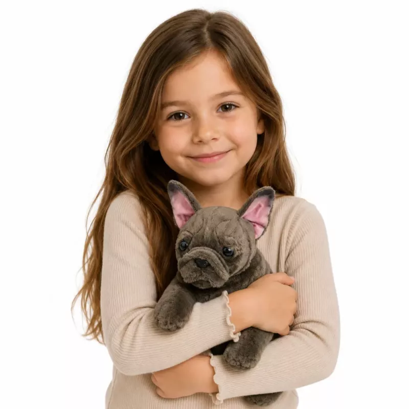 LEAN TOYS Pluszowy Piesek Buldog Francuski Brązowy 22 cm