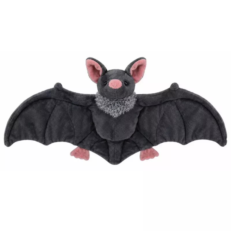 LEAN TOYS Pluszowy Nietoperz ze Składanymi Skrzydłami Szary 57 cm