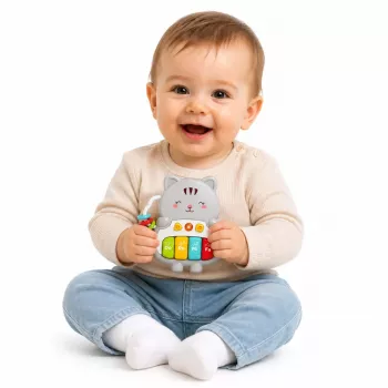 LEAN TOYS Muzyczna Zabawka Pianinko Kotek Edukacyjne Dla Maluchów Melodie Dźwięki