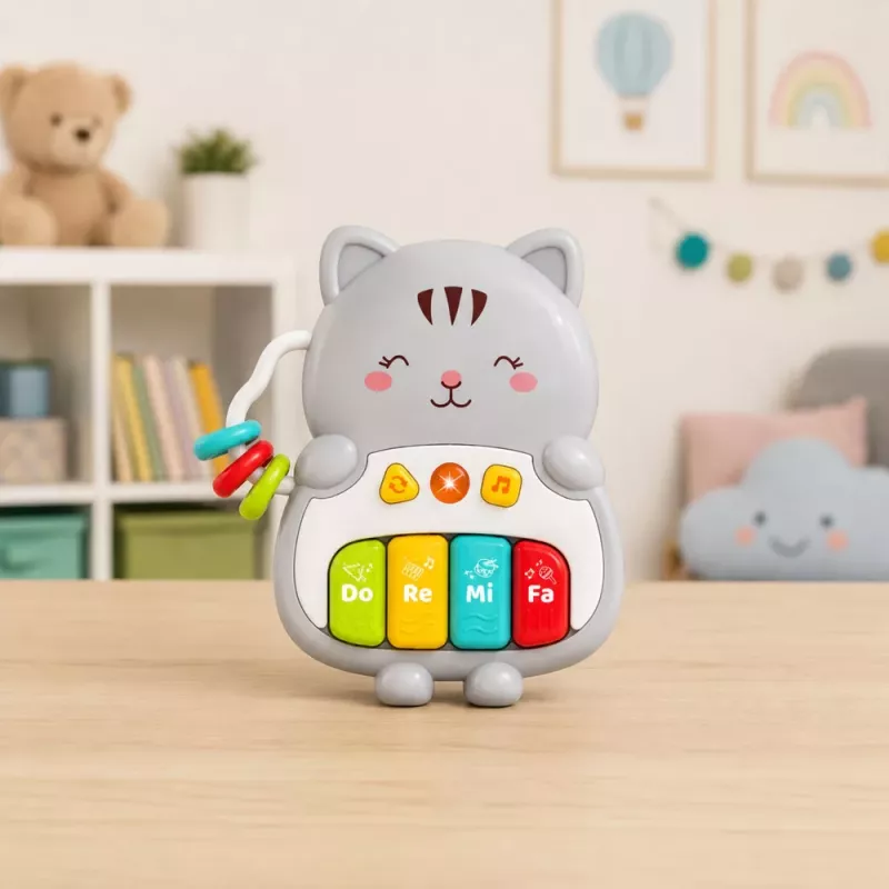 LEAN TOYS Muzyczna Zabawka Pianinko Kotek Edukacyjne Dla Maluchów Melodie Dźwięki