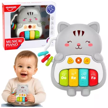 LEAN TOYS Muzyczna Zabawka Pianinko Kotek Edukacyjne Dla Maluchów Melodie Dźwięki