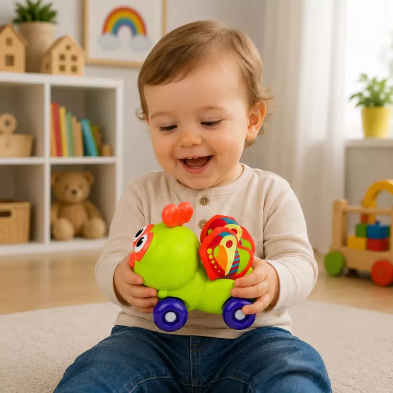 LEAN TOYS Interaktywny Samochodzik Pszczółka Sensoryczny dla Maluchów Zielony