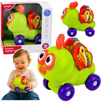 LEAN TOYS Interaktywny Samochodzik Pszczółka Sensoryczny dla Maluchów Zielony