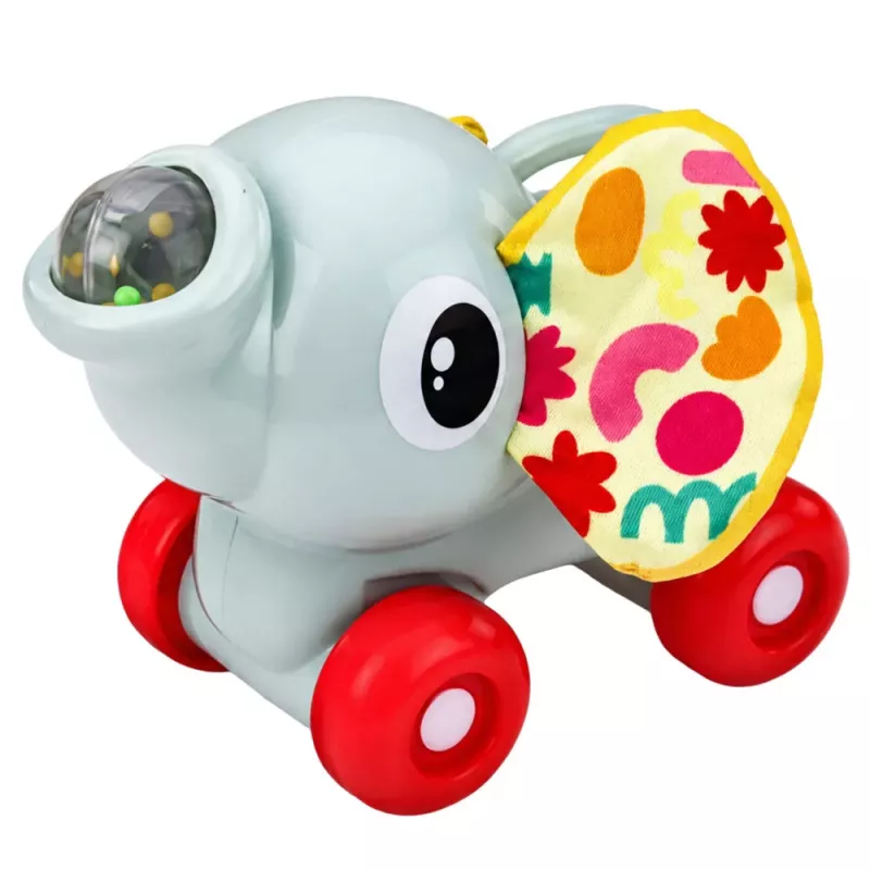 LEAN TOYS Interaktywny Zabawka Sensoryczna Samochód Słoń dla Maluchów Szary