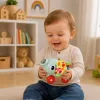LEAN TOYS Interaktywny Zabawka Sensoryczna Samochód Słoń dla Maluchów Szary