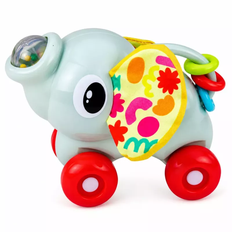 LEAN TOYS Interaktywny Zabawka Sensoryczna Samochód Słoń dla Maluchów Szary