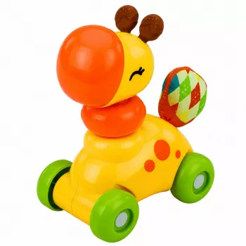 LEAN TOYS Interaktywna Zabawka Sensoryczna Żyrafa Samochód dla Maluchów Żółty
