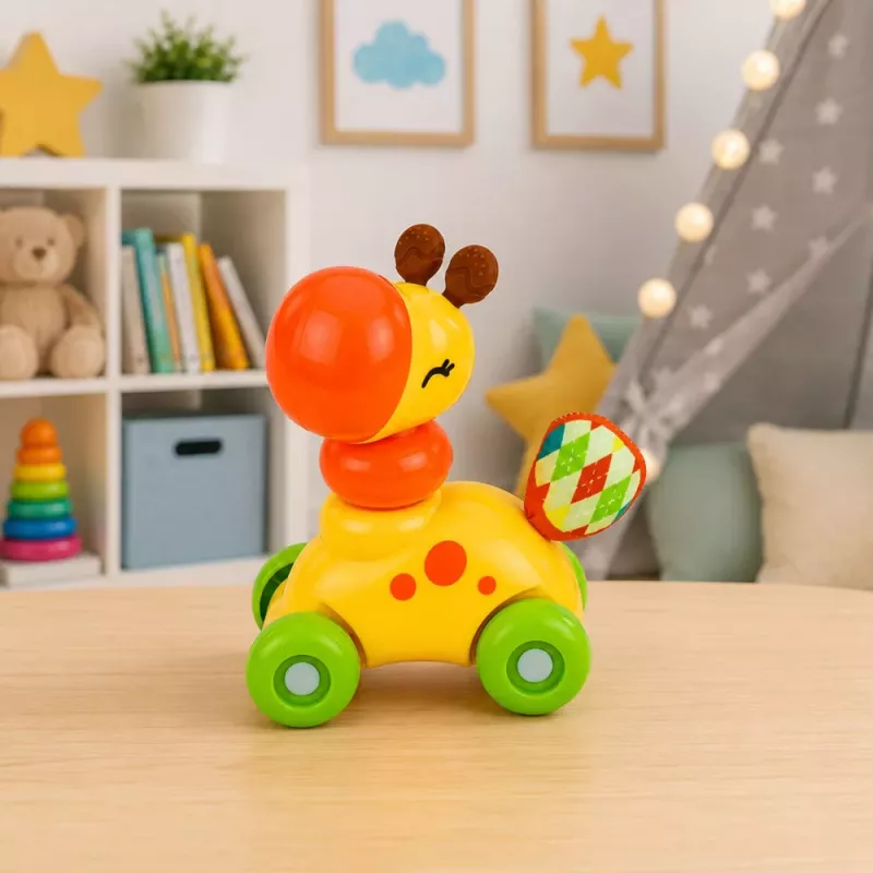 LEAN TOYS Interaktywna Zabawka Sensoryczna Żyrafa Samochód dla Maluchów Żółty
