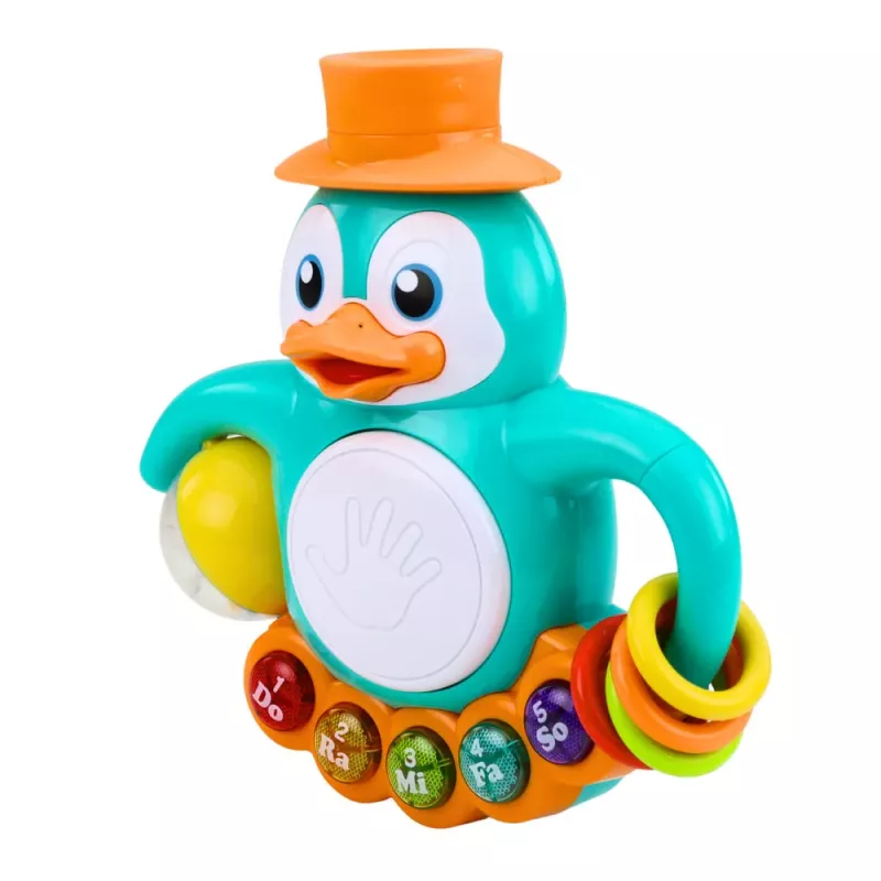 LEAN TOYS Interaktywna zabawka Pingwin Pianino Bębenek Koraliki Grzechotka