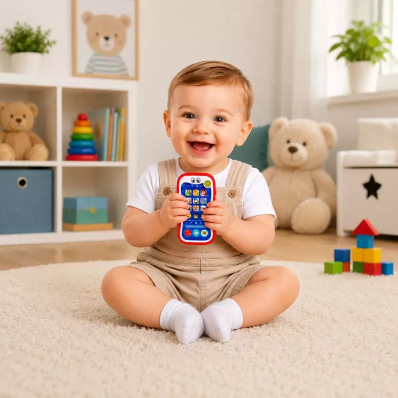 LEAN TOYS Interaktywny Telefon Edukacyjny dla Maluchów z Odgłosami Zwierząt i Światłami