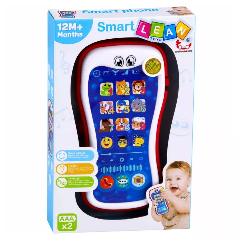 LEAN TOYS Interaktywny Telefon Edukacyjny dla Maluchów z Odgłosami Zwierząt i Światłami