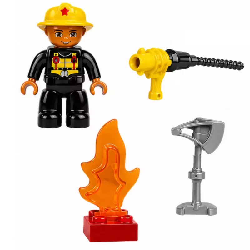 LEAN TOYS Fire Department Motorized Fire Truck Firefighter Figure Building Blocks Set