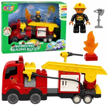 LEAN TOYS Fire Department Motorized Fire Truck Firefighter Figure Building Blocks Set