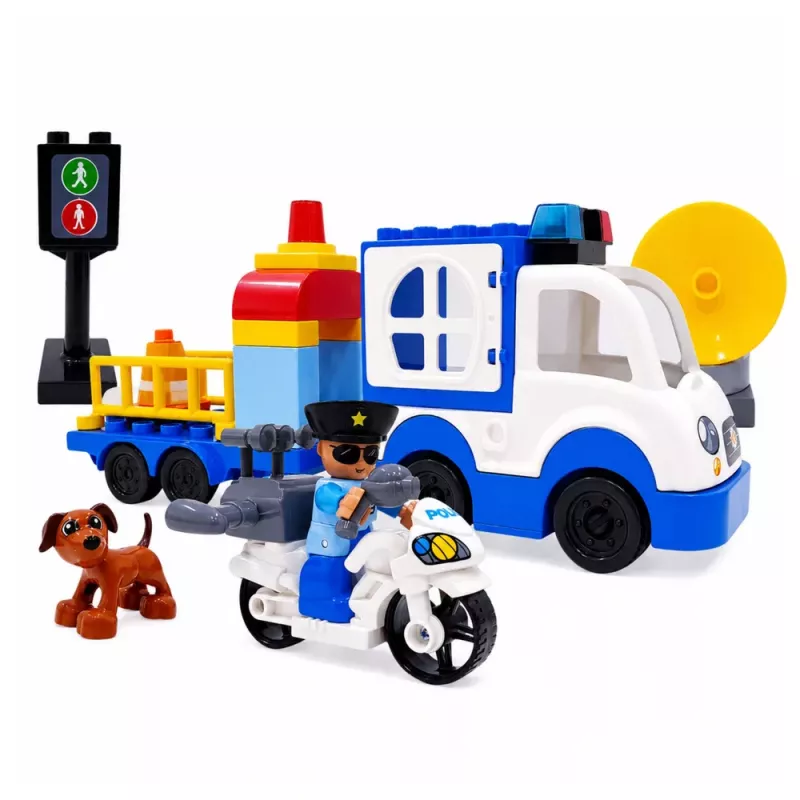 LEAN TOYS City Police Car Set z silniczkiem, figurkami i akcesoriami