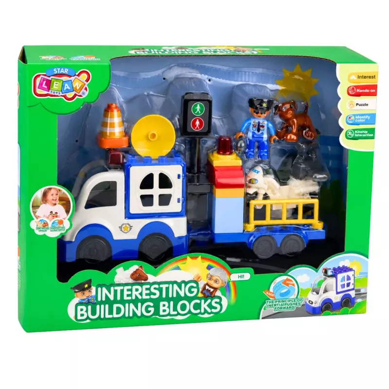 LEAN TOYS City Police Car Set z silniczkiem, figurkami i akcesoriami