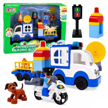 LEAN TOYS City Police Car Set z silniczkiem, figurkami i akcesoriami