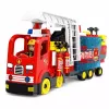 LEAN TOYS Składany Wóz Strażacki z Klocków z Figurkami Strażaków, Światłem i Dźwiękiem, 94 Elementy