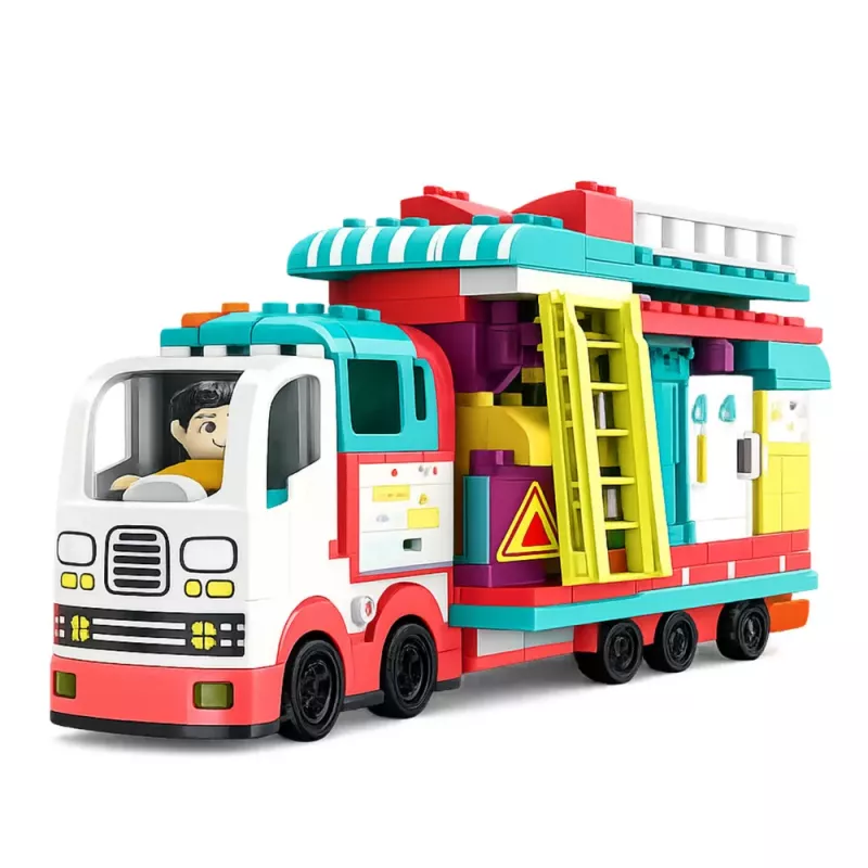 LEAN TOYS Składany Kamper Klocki Konstrukcyjne Figurki Światła Dźwięki 98 szt.