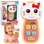 LEAN TOYS Interaktywny Telefonik dla Niemowląt Kotek Lustereczko Grzechotka Światła Dźwięk