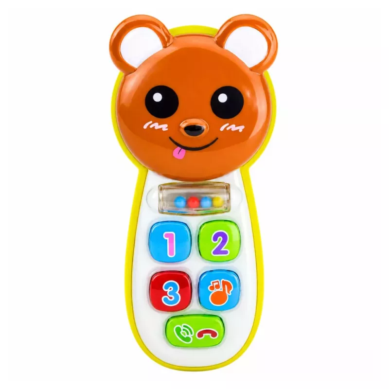 LEAN TOYS Interaktywny Telefonik Pluszak Miś z Lusterkiem Grzechotką Światłami Dźwiękami