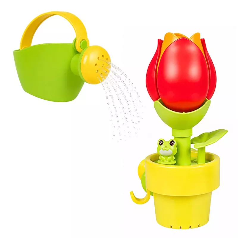 LEAN TOYS Zabawka do kąpieli Doniczka Tulipan Konewka Fontanna