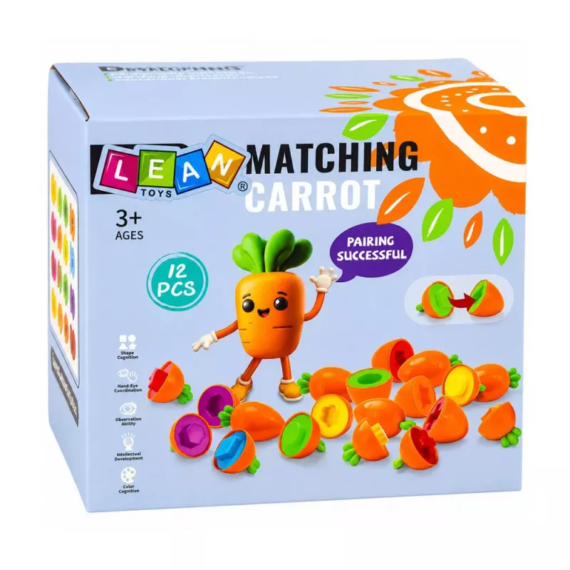 LEAN TOYS Edukacyjny Sortownik Marchewek Dopasowywanie Kształtów Kolorów 12 szt.