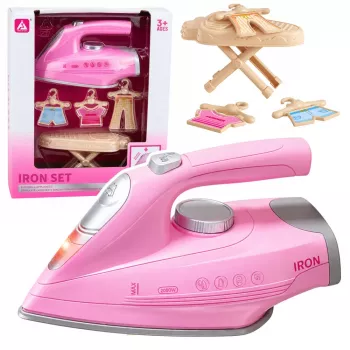 LEAN TOYS Zestaw do prasowania z żelazkiem z wibracją, światłem i dźwiękiem
