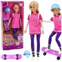 LEAN TOYS Lalka Anlily z Fioletową Deskorolką, Kaskiem i Kompletem Długiej Bluzy
