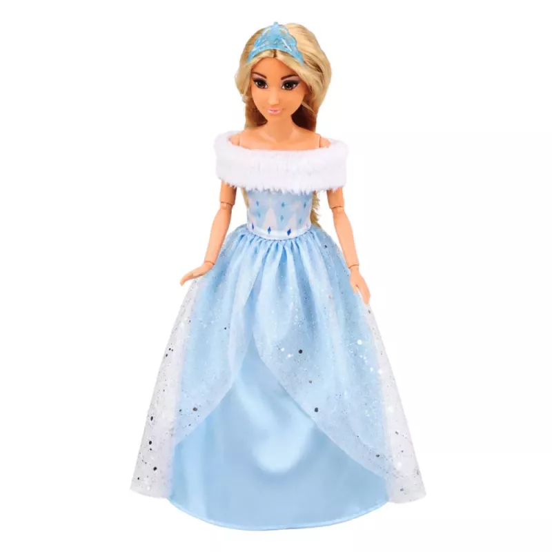 LEAN TOYS Lalka Anlily na Białym Koniu Księżniczka w Niebieskiej Sukience Akcesoria
