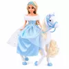 LEAN TOYS Lalka Anlily na Białym Koniu Księżniczka w Niebieskiej Sukience Akcesoria