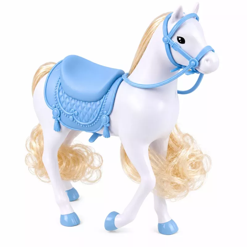 LEAN TOYS Lalka Anlily na Białym Koniu Księżniczka w Niebieskiej Sukience Akcesoria