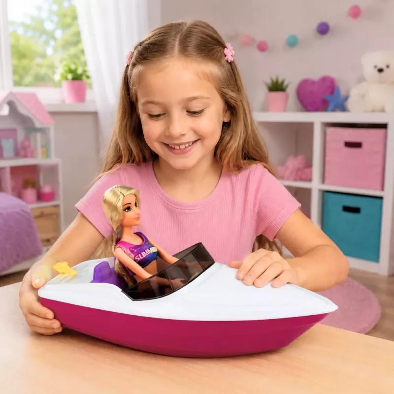 LEAN TOYS Anlily Doll in a Motorboat Dog Puppy Vest Board Accessories Set