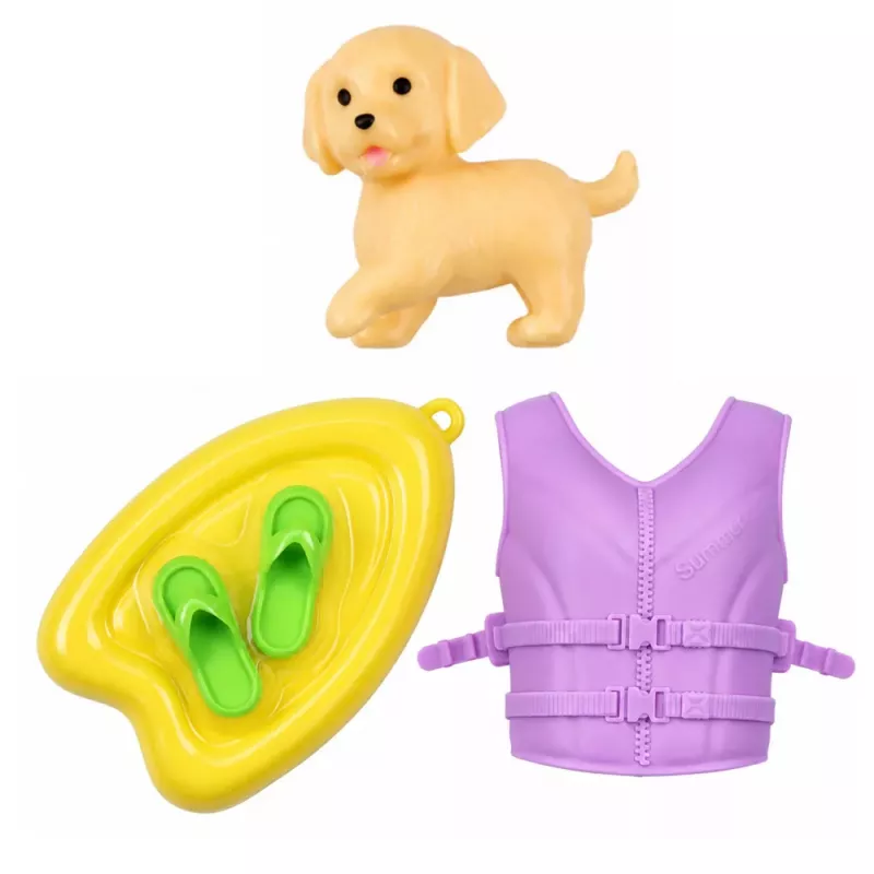 LEAN TOYS Anlily Doll in a Motorboat Dog Puppy Vest Board Accessories Set