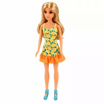 LEAN TOYS Lalka Anlily w Żółtej Sukience z Kotkiem, Ogrodowymi Meblami i Parasolką