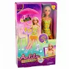 LEAN TOYS Lalka Anlily w Żółtej Sukience z Kotkiem, Ogrodowymi Meblami i Parasolką