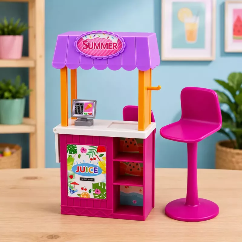 LEAN TOYS Anlily Doll Saleswoman with Drinks and Snacks Stand Accessories Set