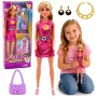 LEAN TOYS Lalka Anlily w różowej sukience, torebce, biżuterii i akcesoriach