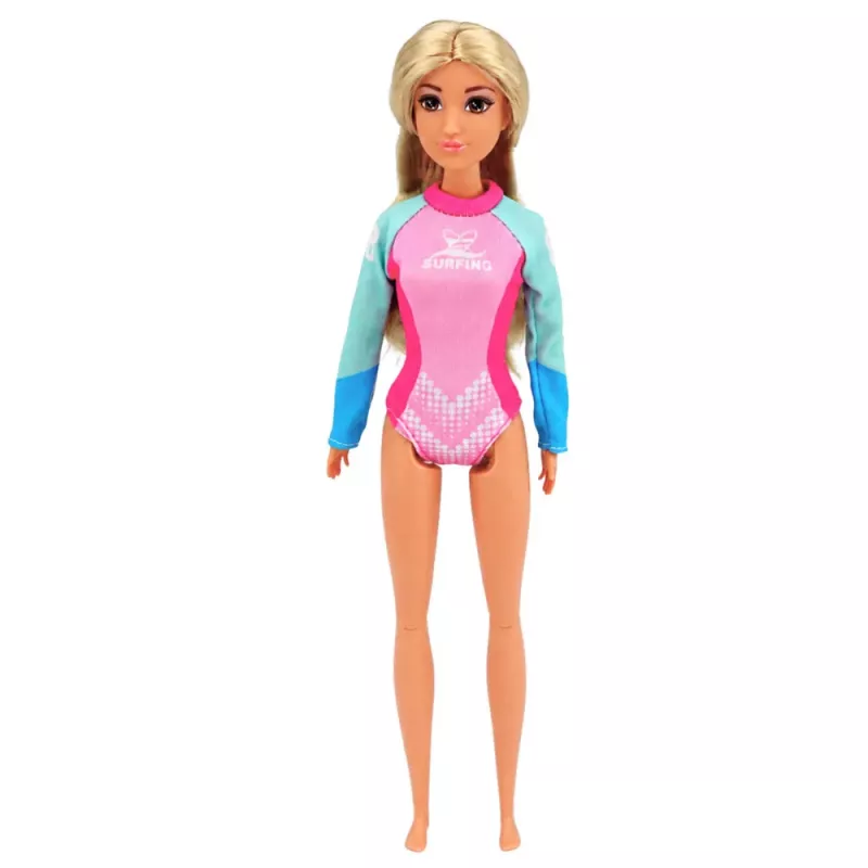 LEAN TOYS Anlily Surfer Doll in Wetsuit with Surfboard Accessories Set