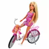 LEAN TOYS Lalka Anlily w Różowej Sukience z Rowerem i Fotelikiem Dziecięcym