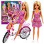 LEAN TOYS Lalka Anlily w Różowej Sukience z Rowerem i Fotelikiem Dziecięcym