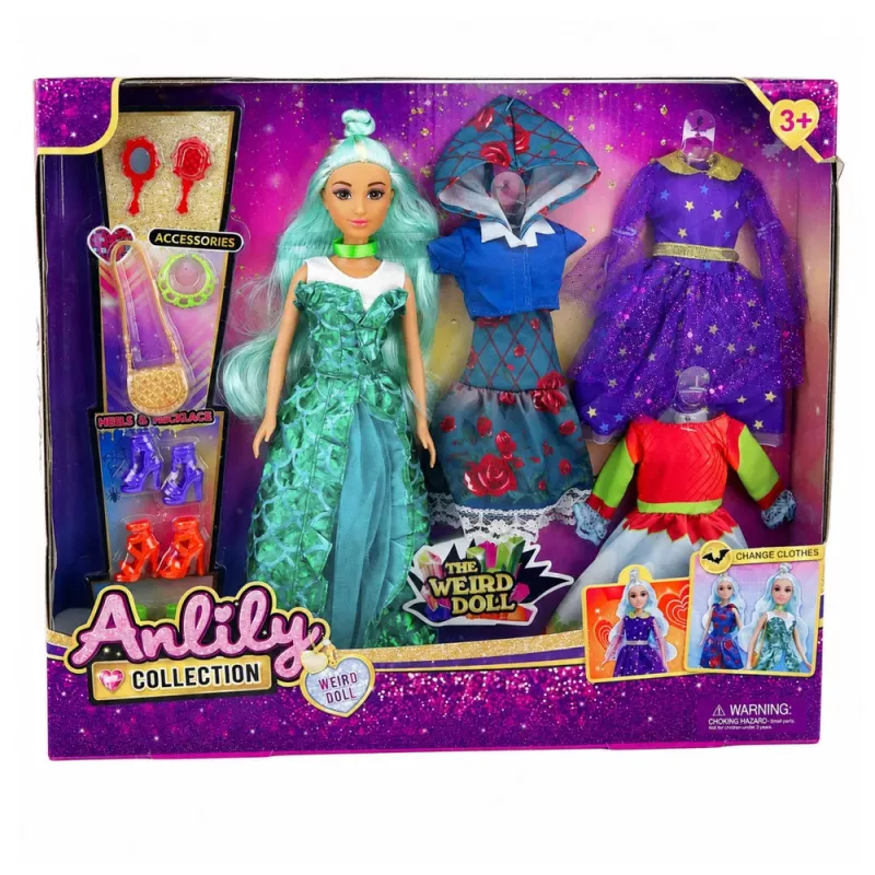LEAN TOYS Anlily Weird Doll z Fantazyjnymi Kostiumami, Sukienkami, Akcesoriami, Butami