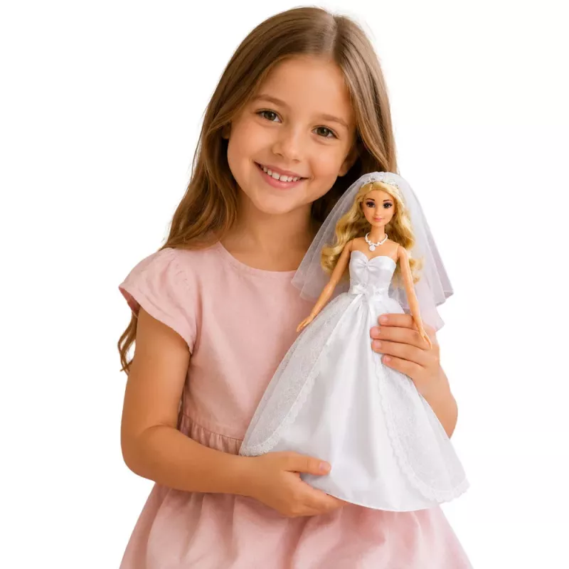 LEAN TOYS Anlily Bride Doll w Białej Sukni Ślubnej z Koronkowymi Akcesoriami
