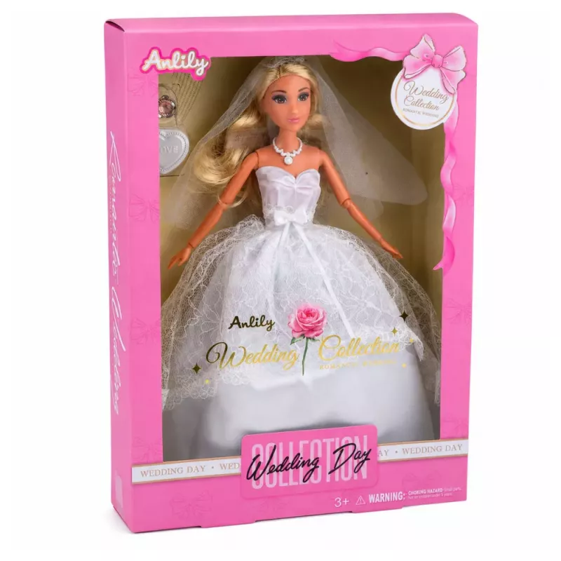LEAN TOYS Anlily Bride Doll w Białej Sukni Ślubnej z Koronkowymi Akcesoriami
