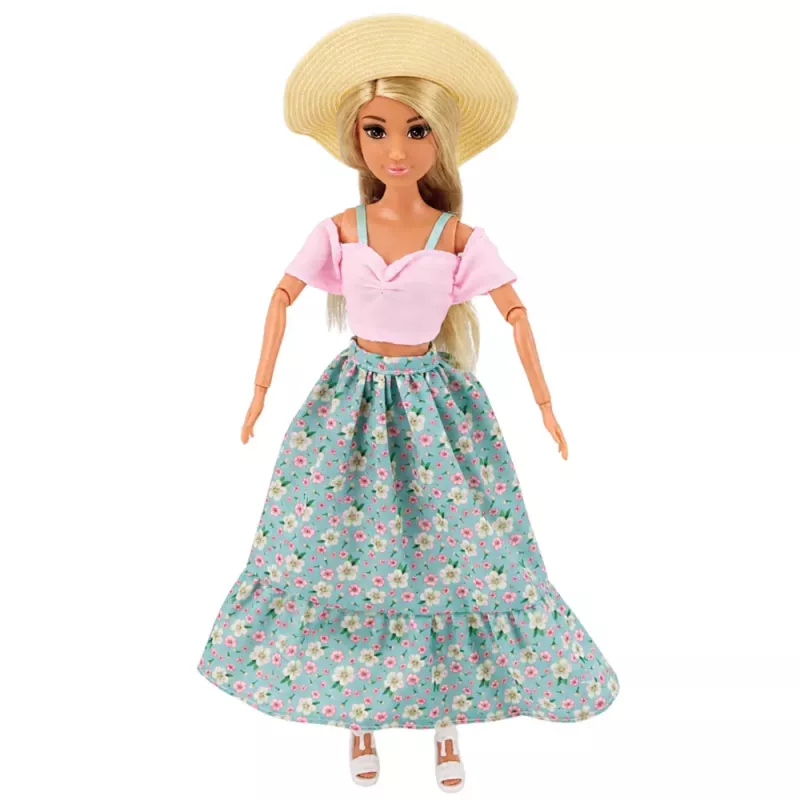 LEAN TOYS Anlily Fashion Doll w Spódnicy i Kapeluszu Torba Kubek Zestaw Akcesoriów