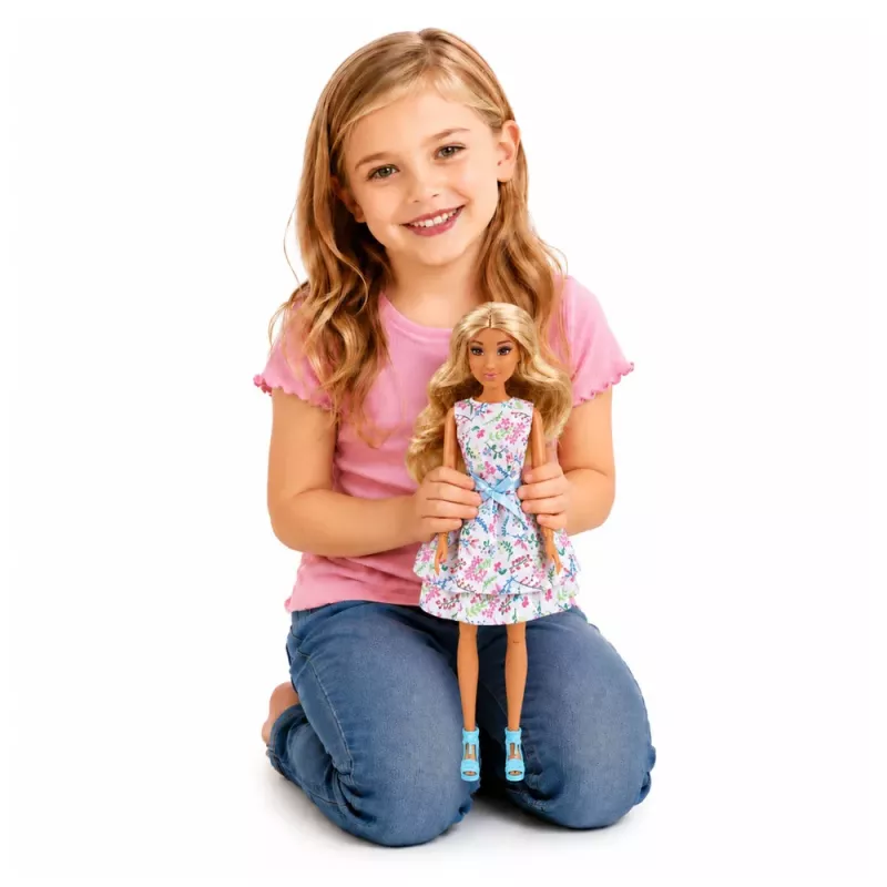 LEAN TOYS Anlily Lalka z Psem, Sukienka Kwiatowa, Torebka, Przekąski, Zestaw Akcesoriów