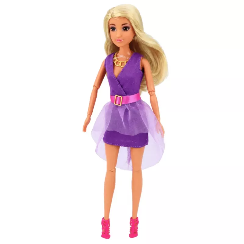 LEAN TOYS Lalka Fashion Anlily w Fioletowej Sukience z Słuchawkami i Zestawem Akcesoriów