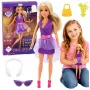 LEAN TOYS Lalka Fashion Anlily w Fioletowej Sukience z Słuchawkami i Zestawem Akcesoriów